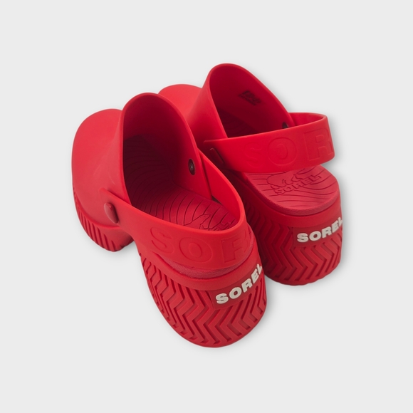 Sorel Ona Streetworks Heeled Clogs Womens 6 Mules Sandals Comfort Platform Red - Picture 3 of 12